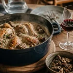 Accords mets vins beaujolais : poulet aux morilles en cocotte