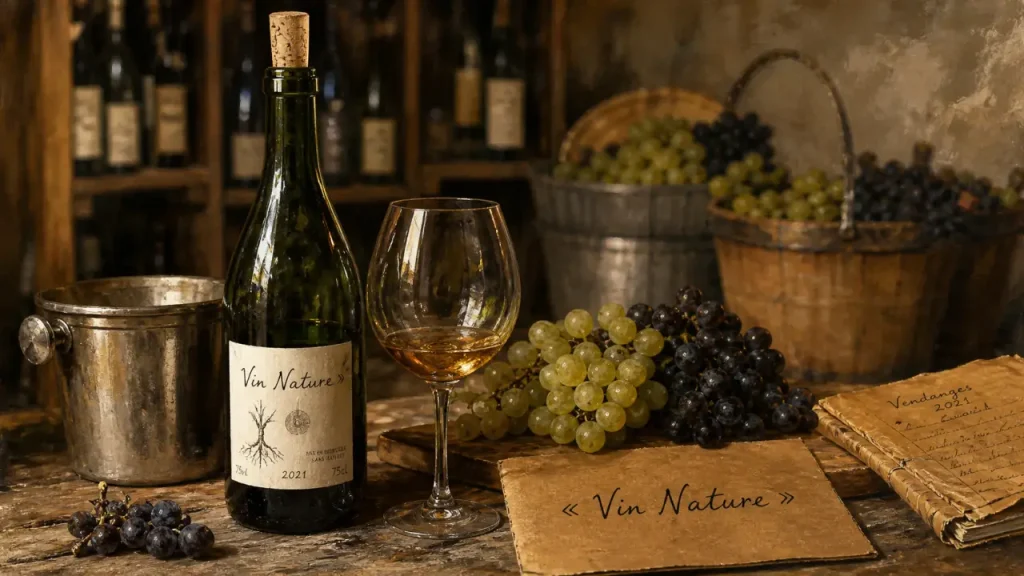 C'est quoi un vin nature : bouteille, raisins bio et levures indigènes