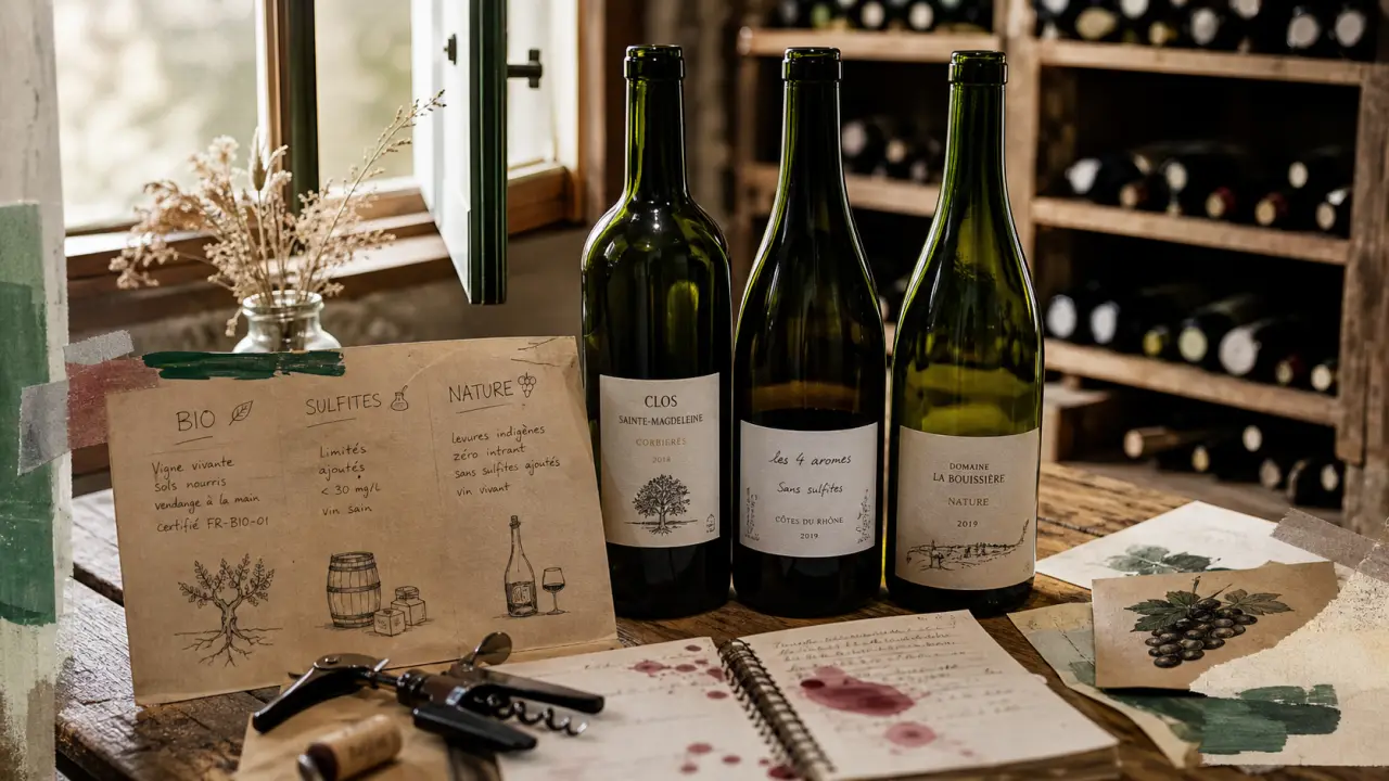 PN vins bio : bouteilles bio, repères sulfites et labels