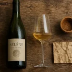 Selene vin nature : bouteille de vin nature et verre frais sur table