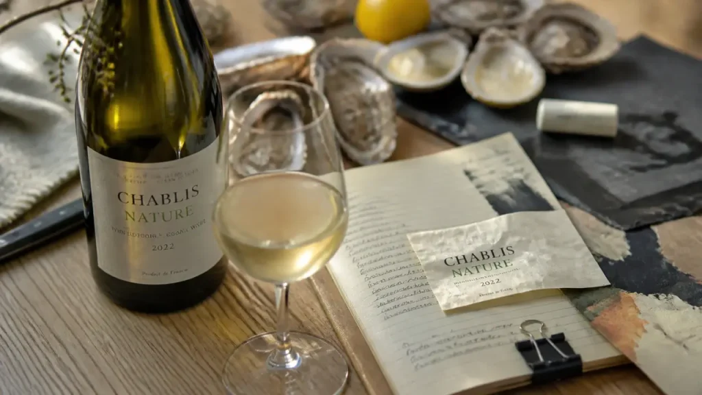 vin nature chablis : bouteille et verre, minéralité, tension, oxydation