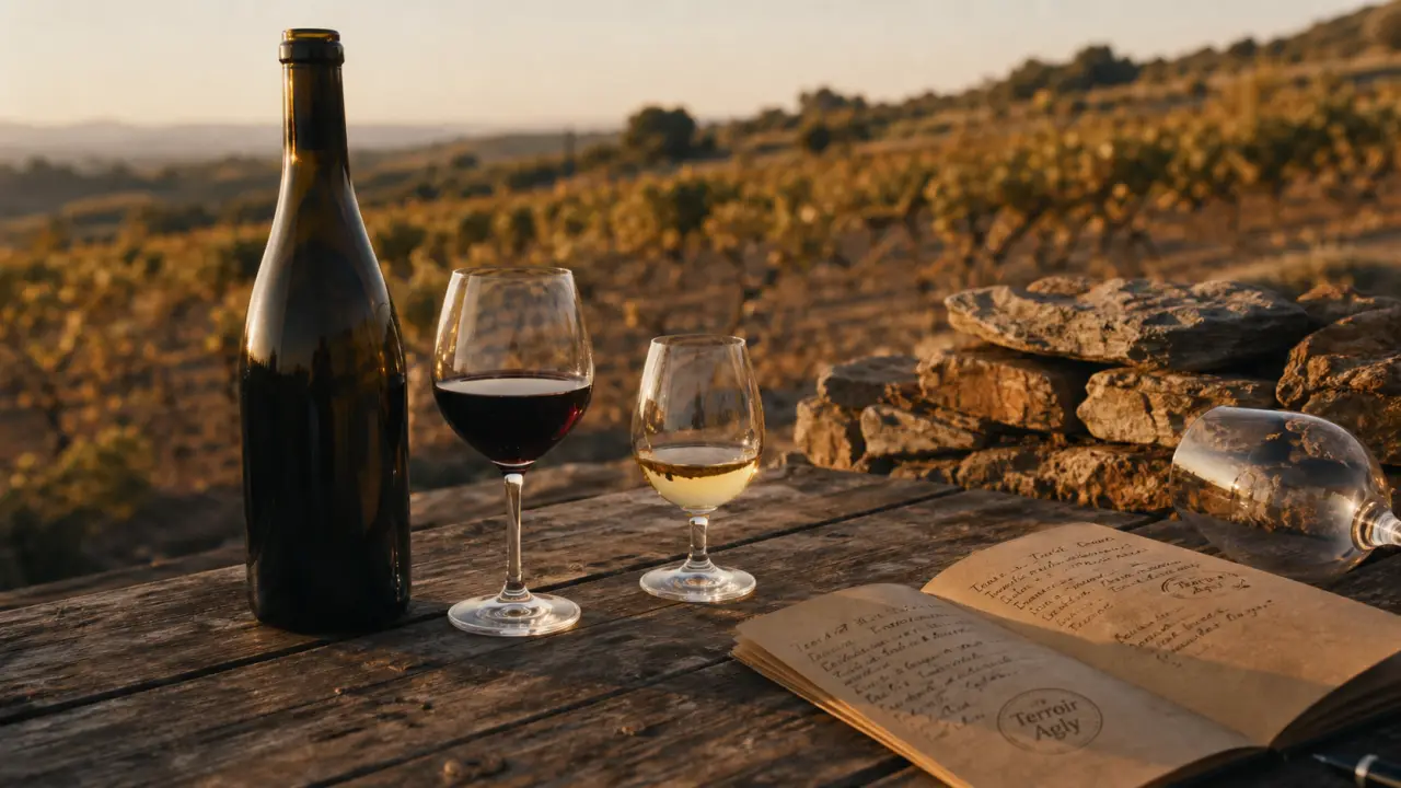 Vins de l’agly bio sur schistes : bouteille, verre rouge et blanc, vignobles d’altitude