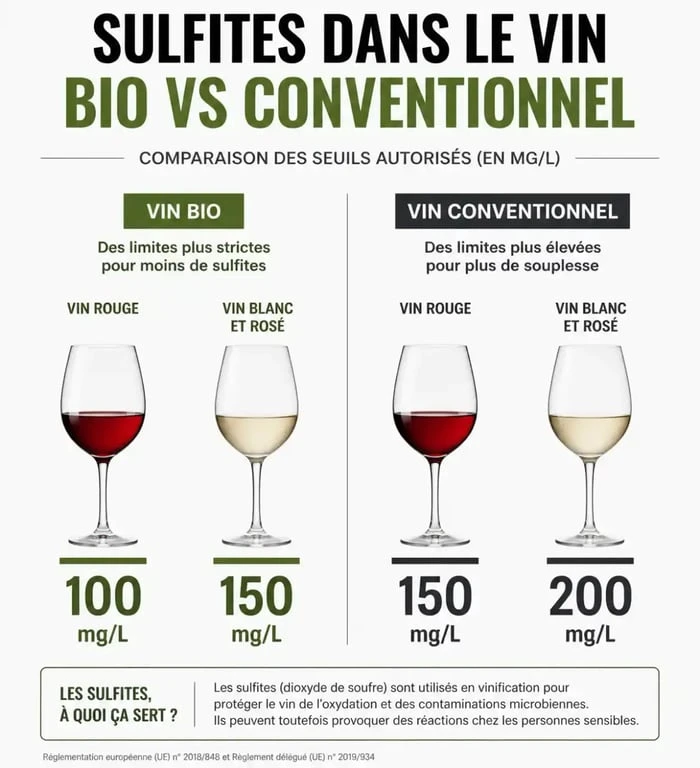 Comparatif des seuils de sulfites dans le cahier des charges vin bio