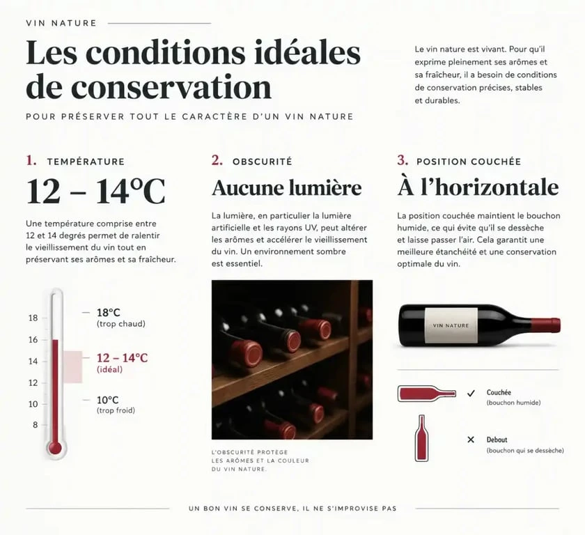 Conseils de conservation pour le vin nature et son logo