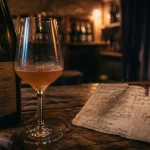 Goût de souris dans le vin nature, verre et bouteille en cave