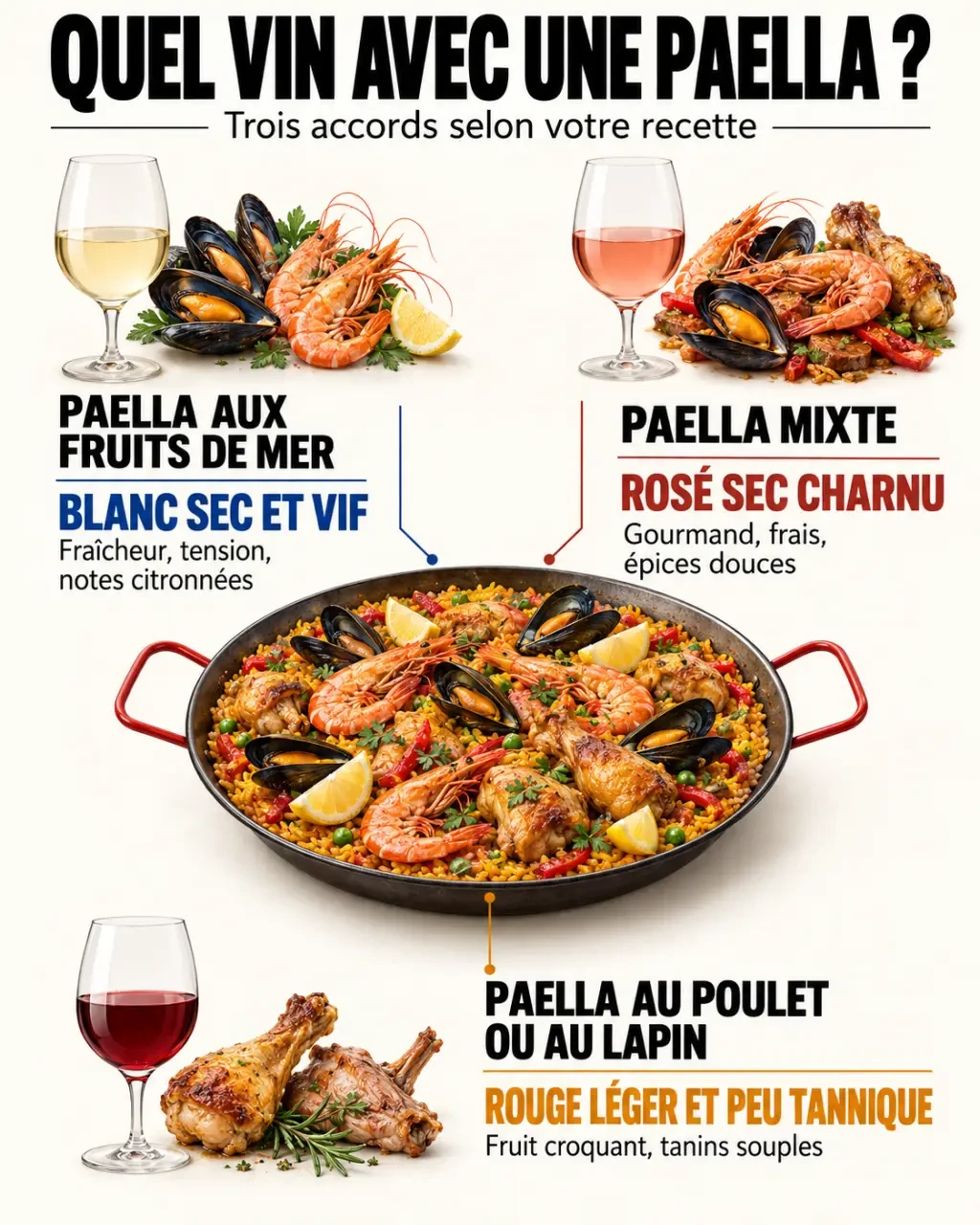 Quel vin avec une paella : blanc, rosé ou rouge selon la garniture