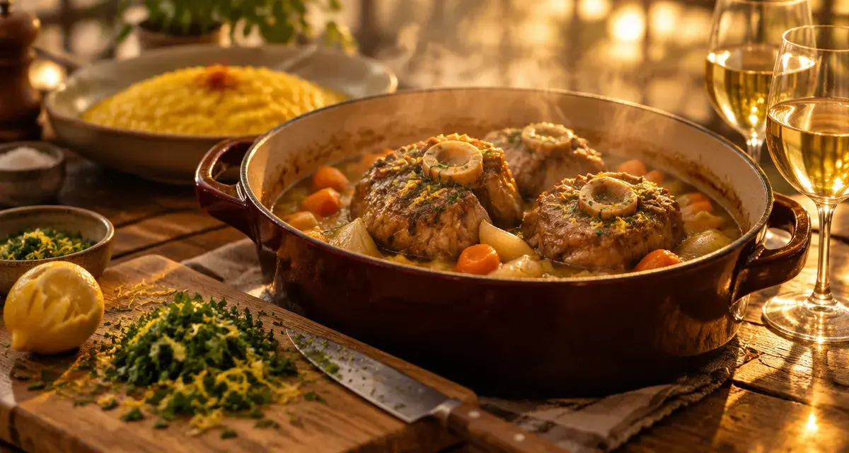 Vin avec osso bucco : blanc ou rouge, cocotte fumante et gremolata
